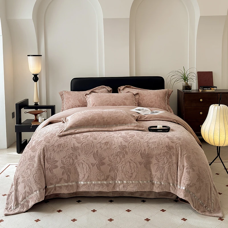 水星系列秋冬新款A类加厚保暖抗静电床单被套牛奶绒四件套可机洗