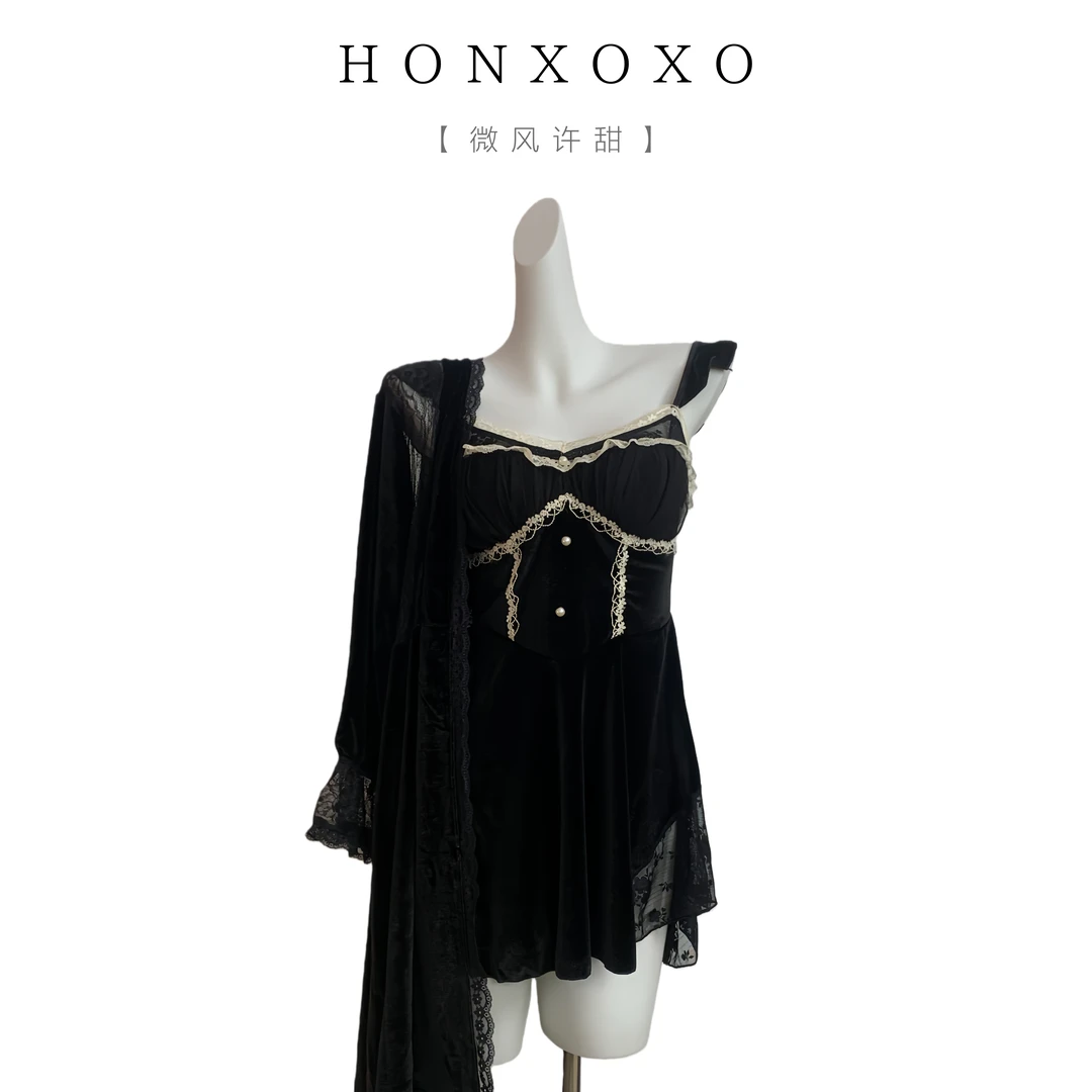 【微风许甜/绒】法式轻奢丝绒显瘦睡衣秋冬女款爆款2025新款家居服