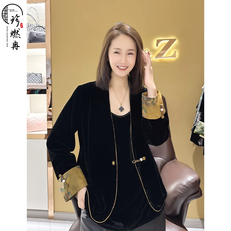 【珍珍女装】新款轻奢时尚百搭黑色新中式国风上衣W-83535