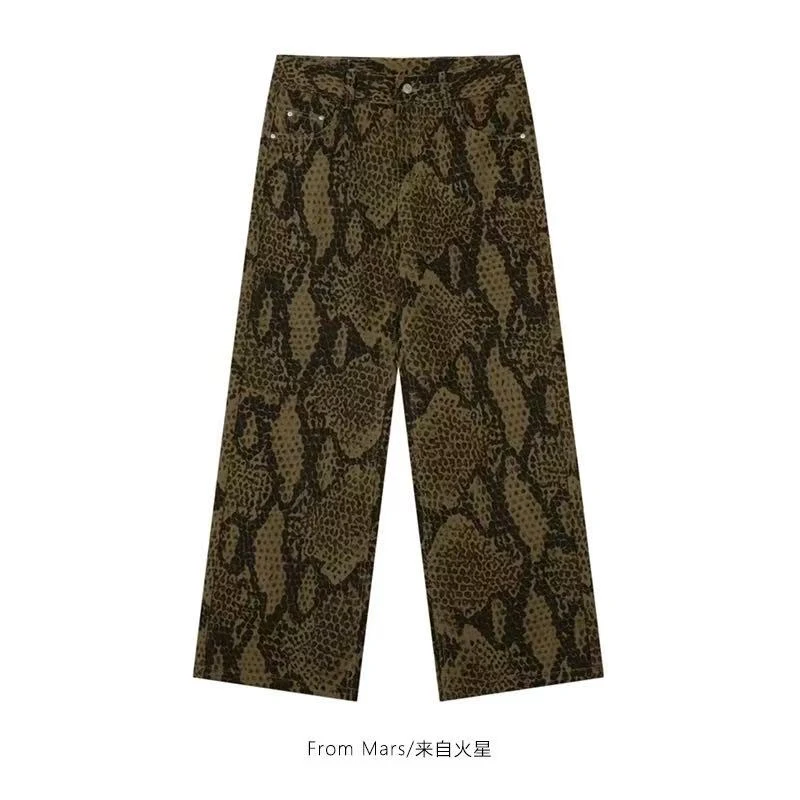 （F4-1#K9088）棕色蟒蛇出洞牛仔裤