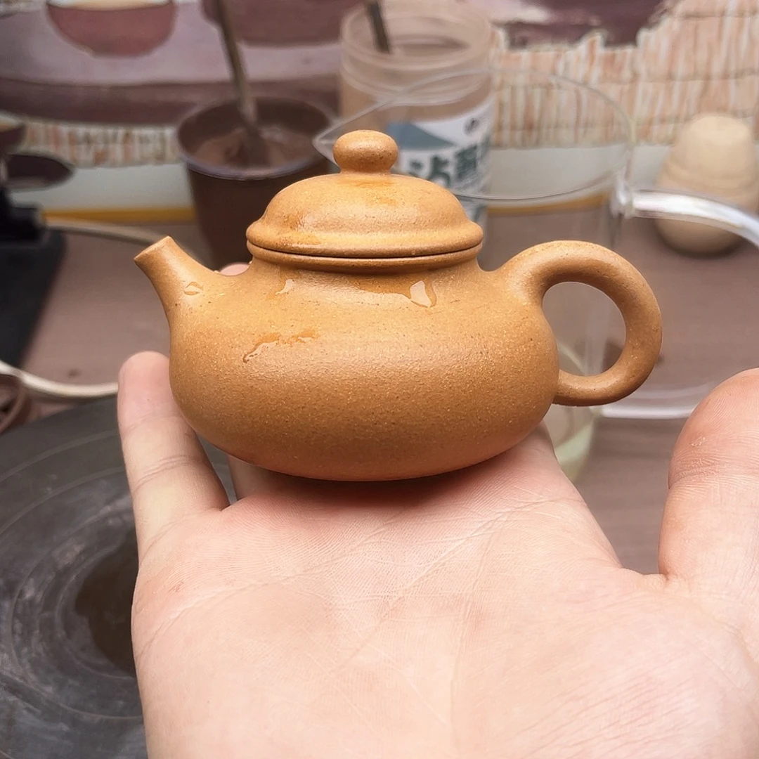 茶壶紫砂米*宜兴紫砂原矿黄龙山黄金段容天120毫升瑕疵