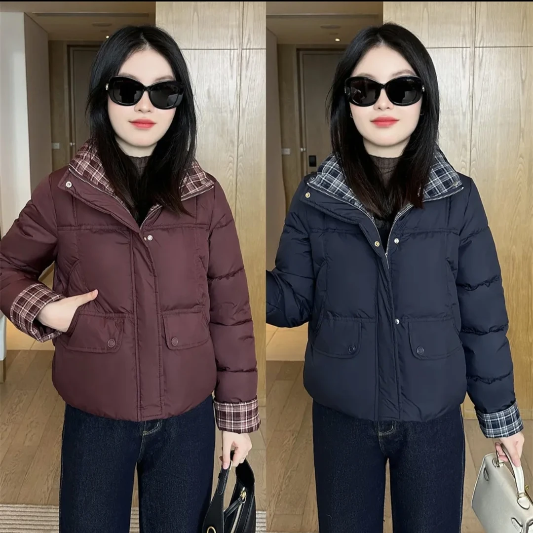 2025冬季新款时尚百搭洋气加厚保暖宽松显瘦立领休闲棉服