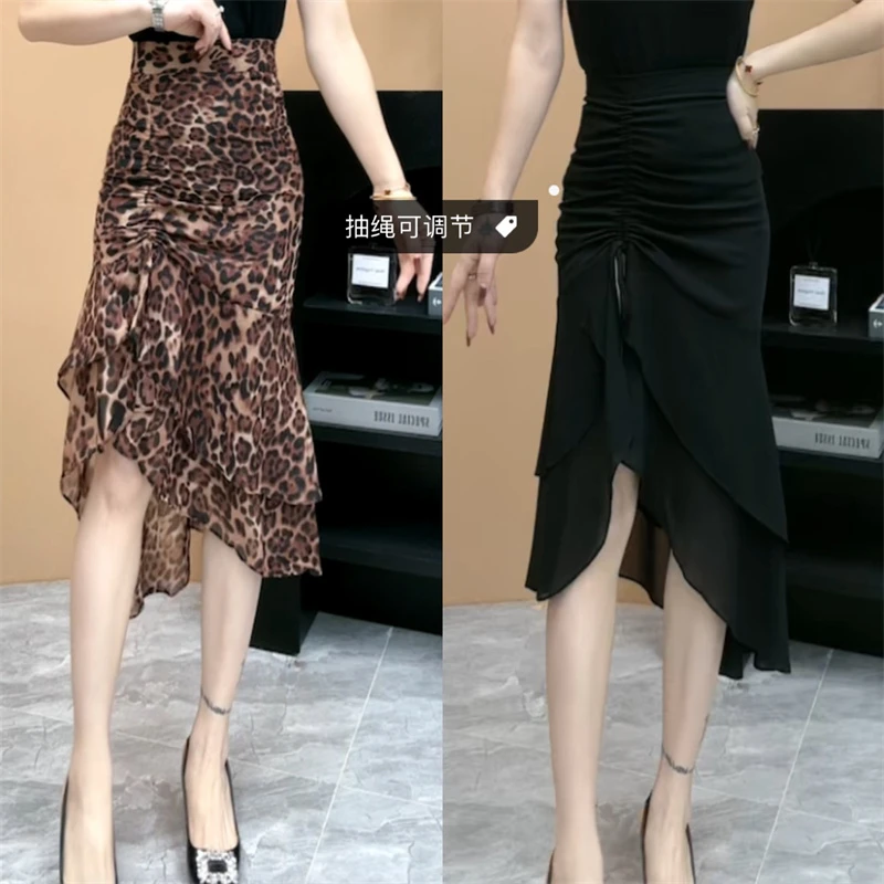 不规则雪纺裙包臀裙中长款夏季薄款半身裙轻薄透气鱼尾裙