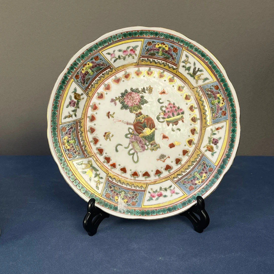 【微瑕慎拍】055景德镇老厂瓷金地博古系列赏盘