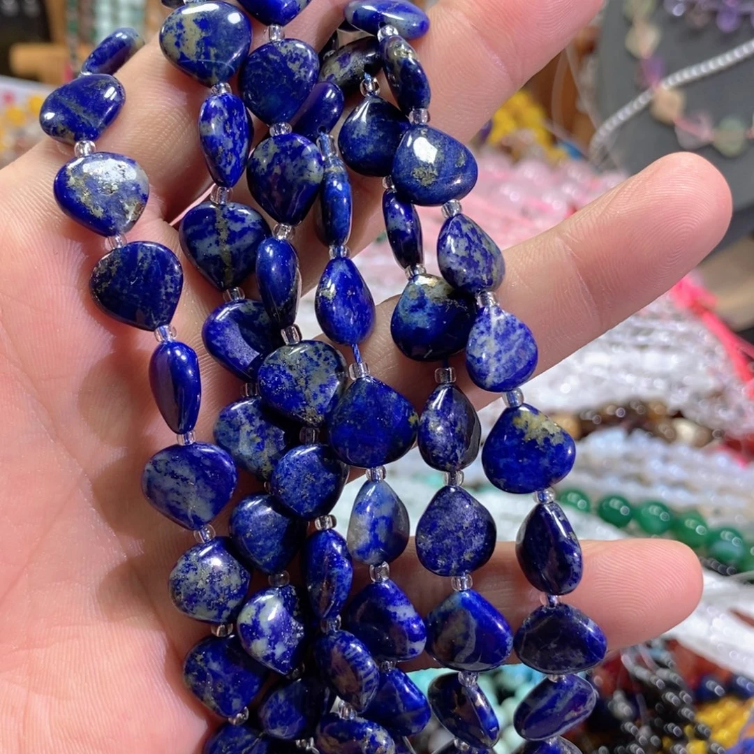 未镶嵌玛瑙/玉髓珠宝半成品天然青金爱心一条卡13mm