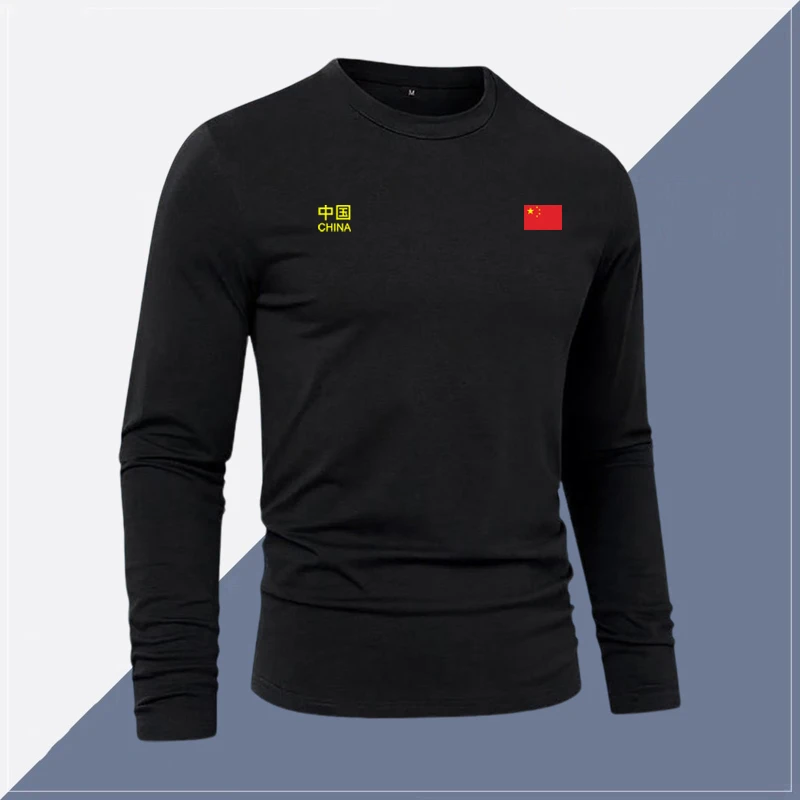 中国队运动长袖男女秋季中国China休闲宽松纯棉圆领打底衫定制