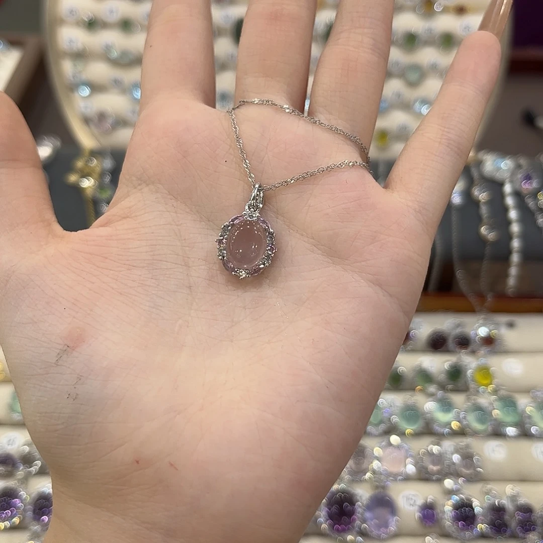 银S925镶嵌吊坠(赠链)芙蓉石吊坠