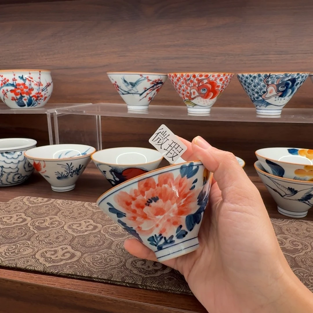釉下手绘茶具微瑕