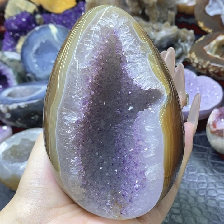 未镶嵌珠宝半成品紫晶紫晶龙蛋