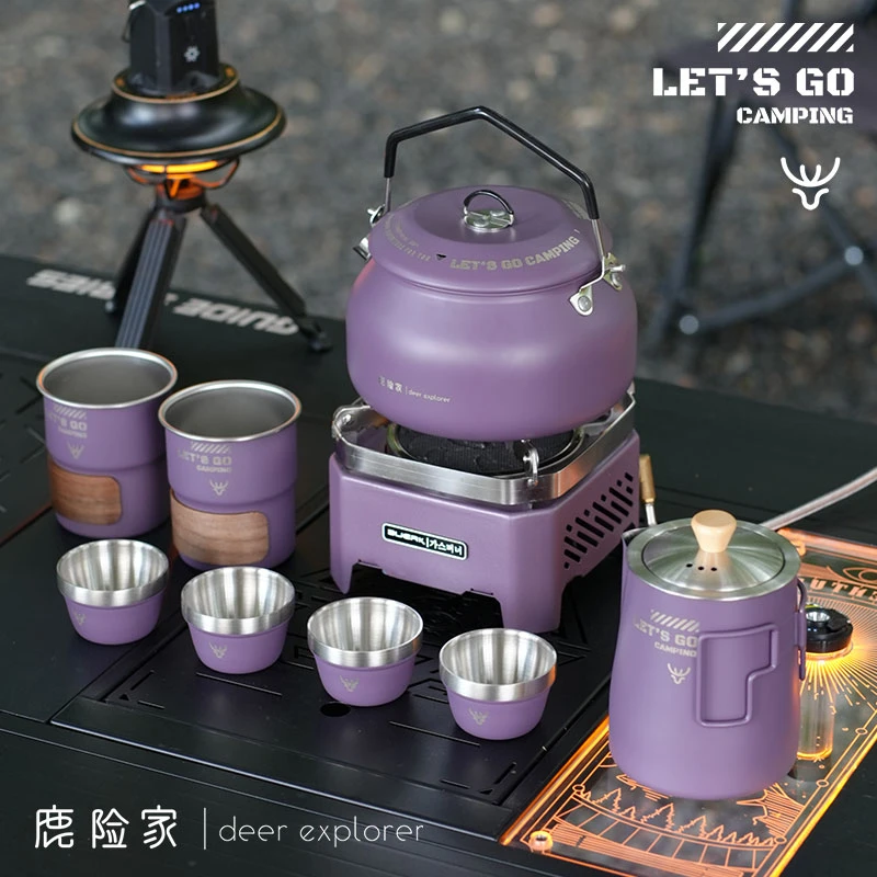 鹿险家战术款（双层茶杯）茶具露营茶具套装茶水分离泡茶器户外便携