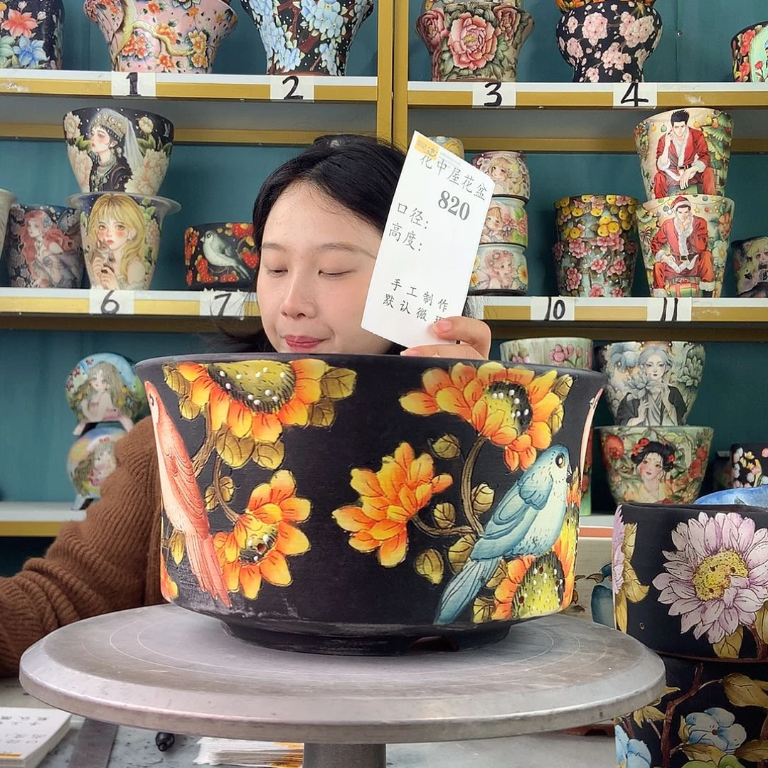 艾***子陶景德镇手工花盆820