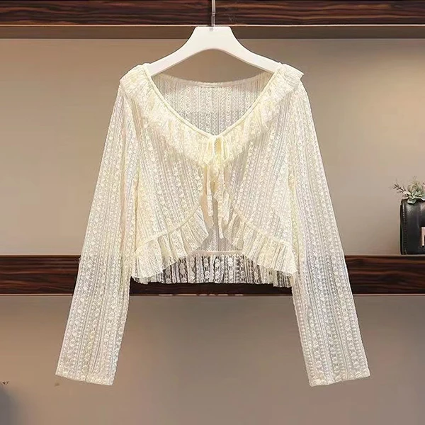 夏季搭配吊带裙的小外套罩衫长袖上衣超仙镂空外搭开衫女薄款披肩