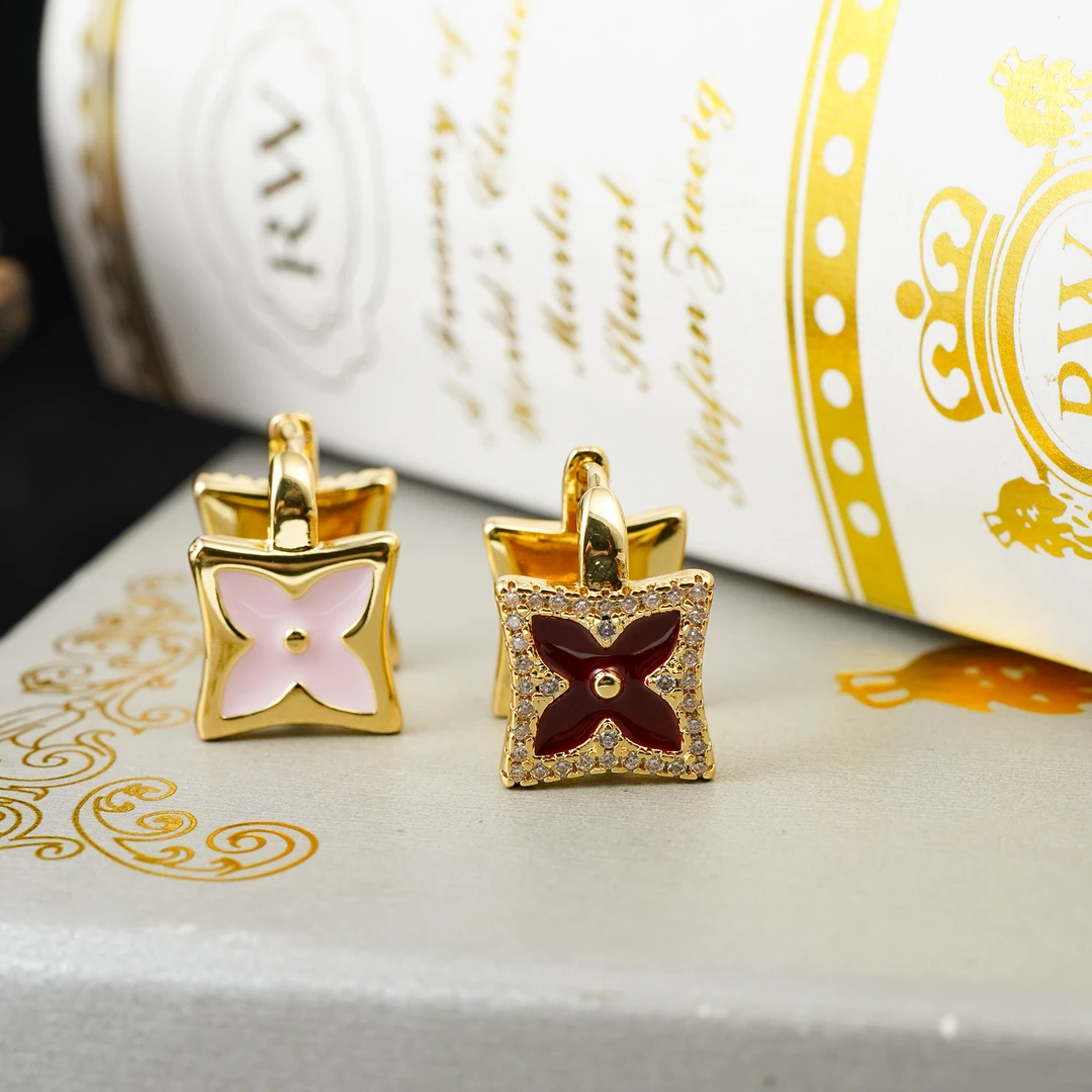 铜合金耳饰 【3726】LeLe 耳钉 双面多种戴法时尚百搭法式