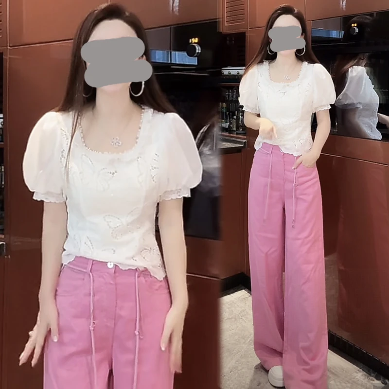 香朵儿休闲减龄风U型领短袖休闲裤套装2026夏季新款洋气小众女装