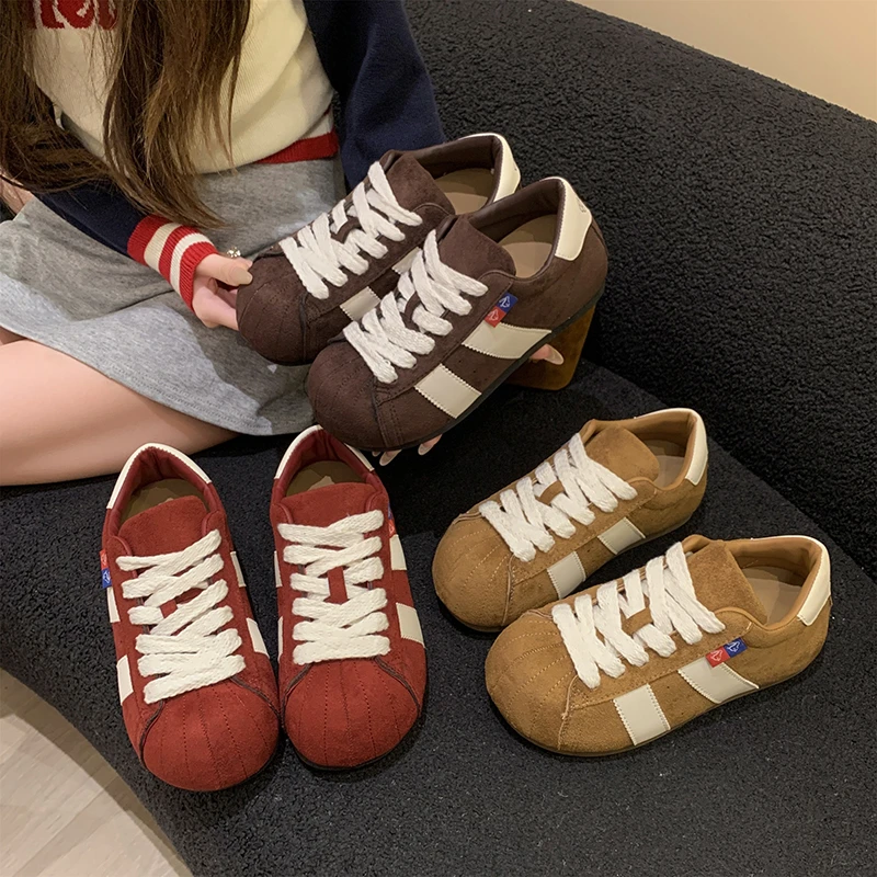 大头丑萌时尚百搭德训鞋女秋季新款小个子内增高运动休闲鞋阿甘鞋