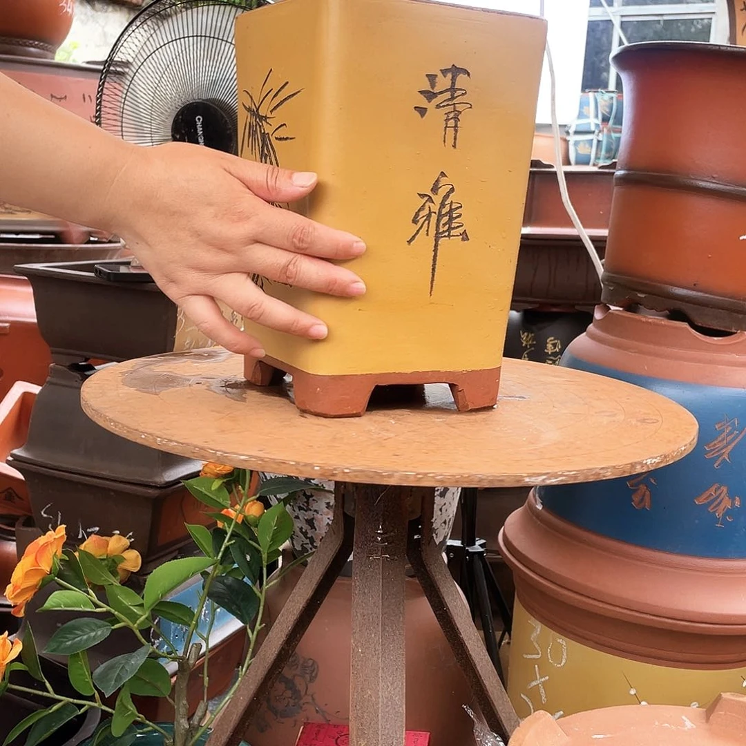 17黄四方花盆紫砂花盆紫砂