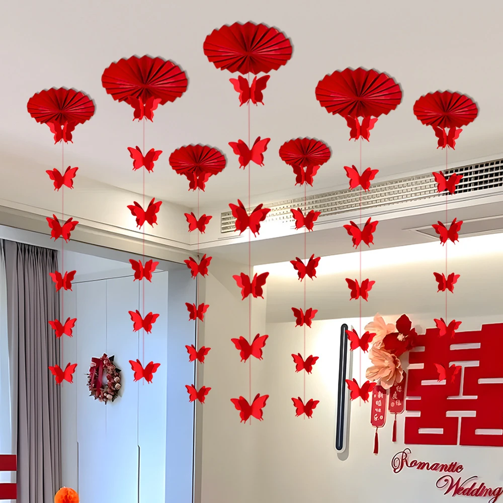 婚礼布置套装客厅结婚房男女方新房喜字吊顶拉花装饰房间挂饰用品