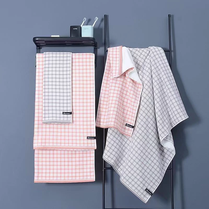 经典速干格子毛巾浴巾纯棉吸汗洗澡透气吸水柔软家用贴肤洗浴巾