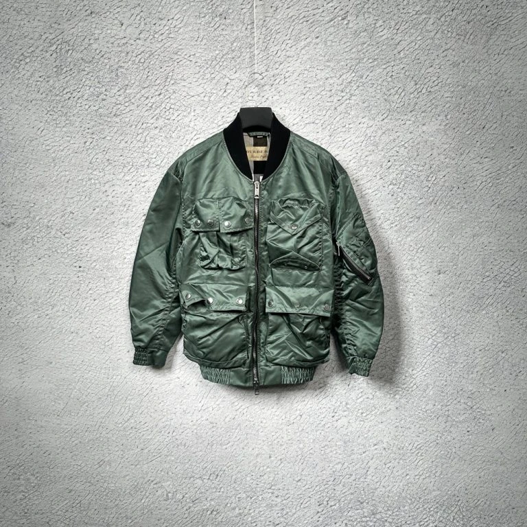 99新 BURBERRY/博柏利 军旅多口袋军事风飞行夹克棉服外套46码
