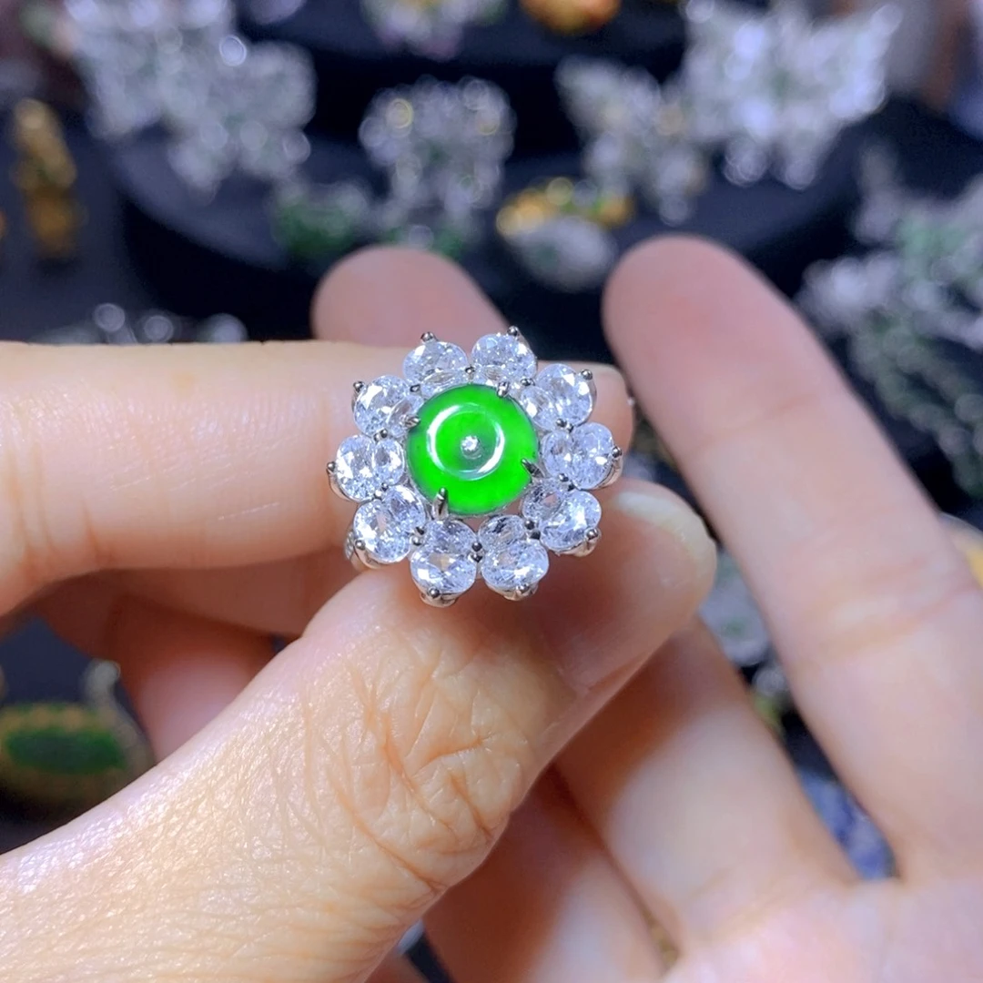 翡翠银S925镶嵌毛衣链天然翡翠