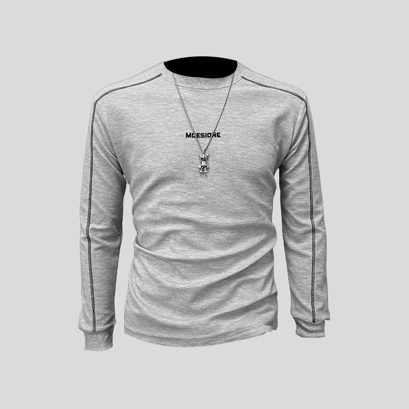 ohmmayby秋冬新款男卫衣圆领长袖打底衫刺绣休闲套头上衣潮流帅气