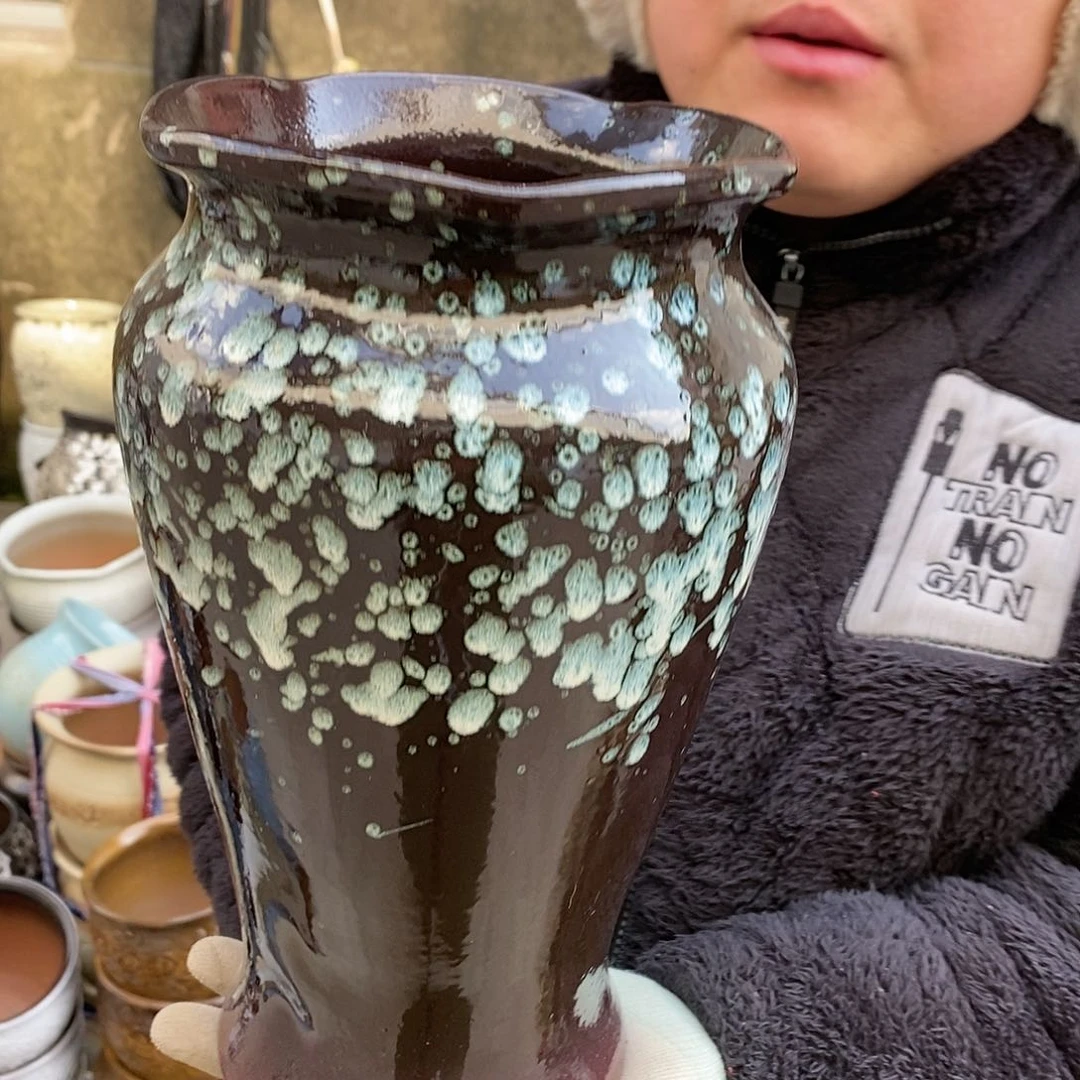 紫砂花盆瑕疵口17高30瑕疵