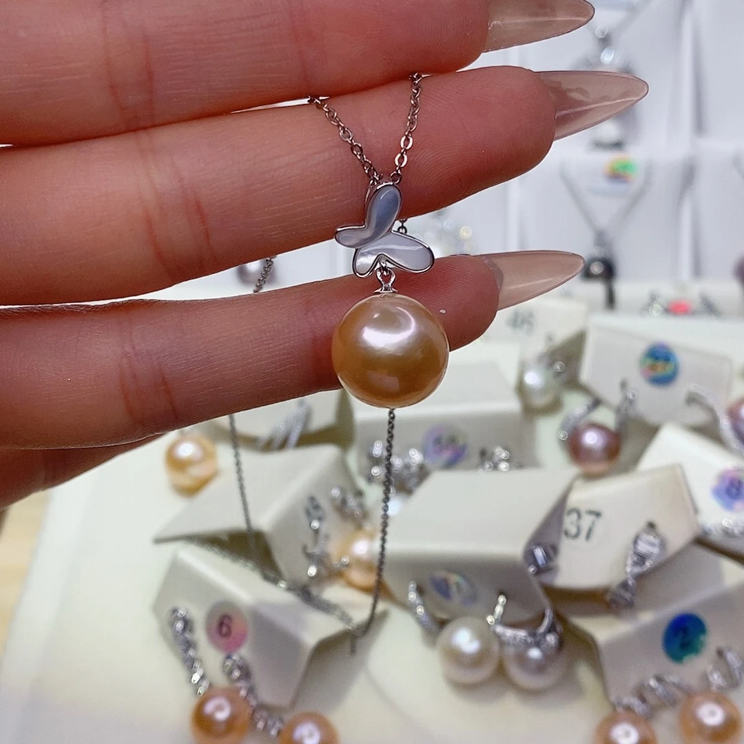 宸***4吊坠(赠链)淡水珍珠银S925镶嵌13➕