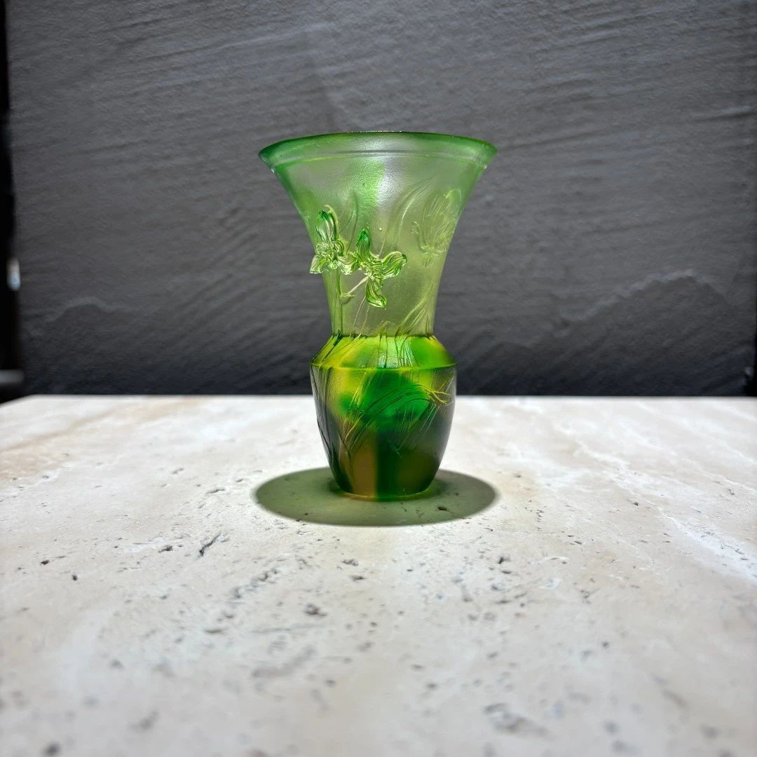 仓一艺术空间【沧浪君子兰敞口杯】中式茶室办公室水晶琉璃摆件