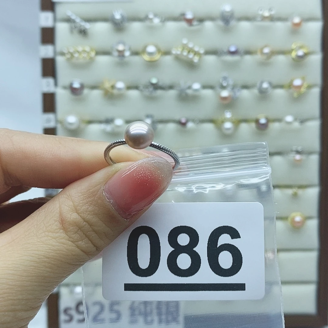 淡水珍珠戒指银S925镶嵌蘑****内086
