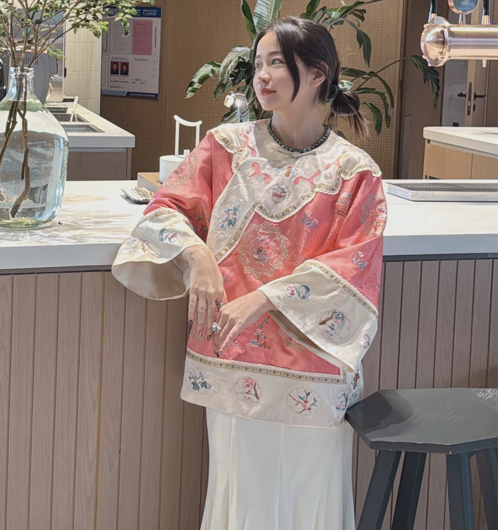 『佩宛』原创设计重工刺绣如意头手工盘扣圆领新国风长袖唐装上衣