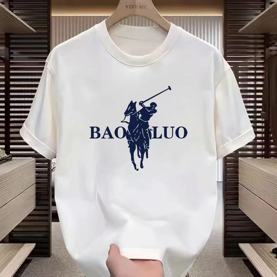 保罗 2025新款棉T220克圆领短袖休闲印花款男女同款t恤