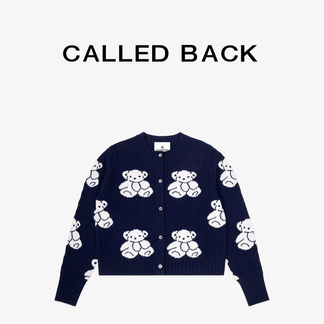 CALLED BACK春季新款舒宽松饭团熊长袖开衫121403