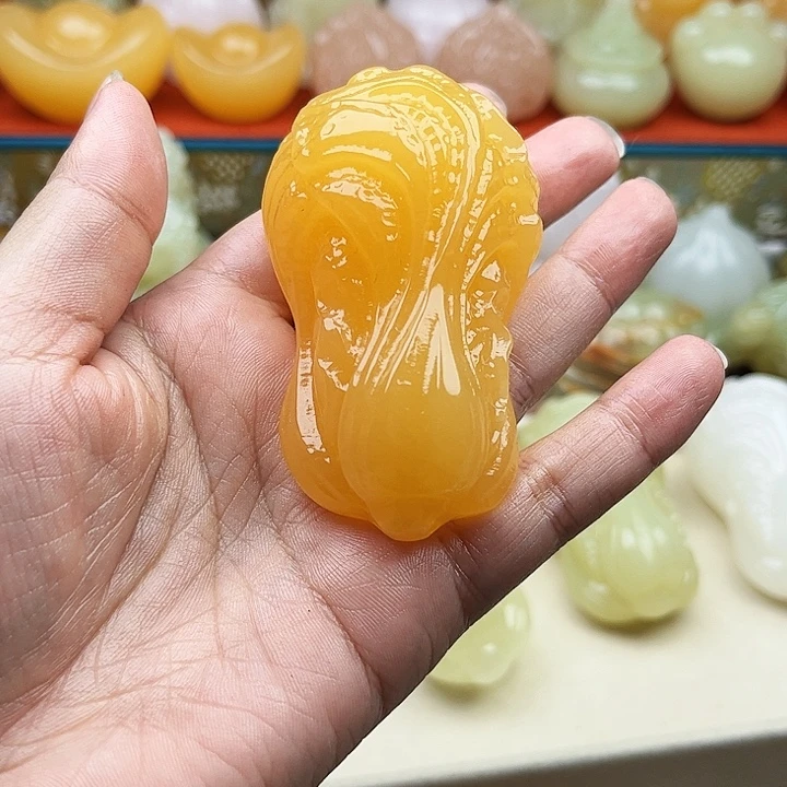 宐***石材白菜收吧摆件