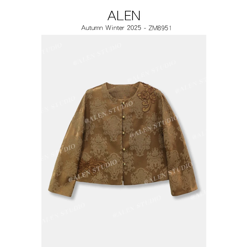 【Alen女装店】【祥云映彩】新中式国风轻奢刺绣圆领上衣外套ZM8951