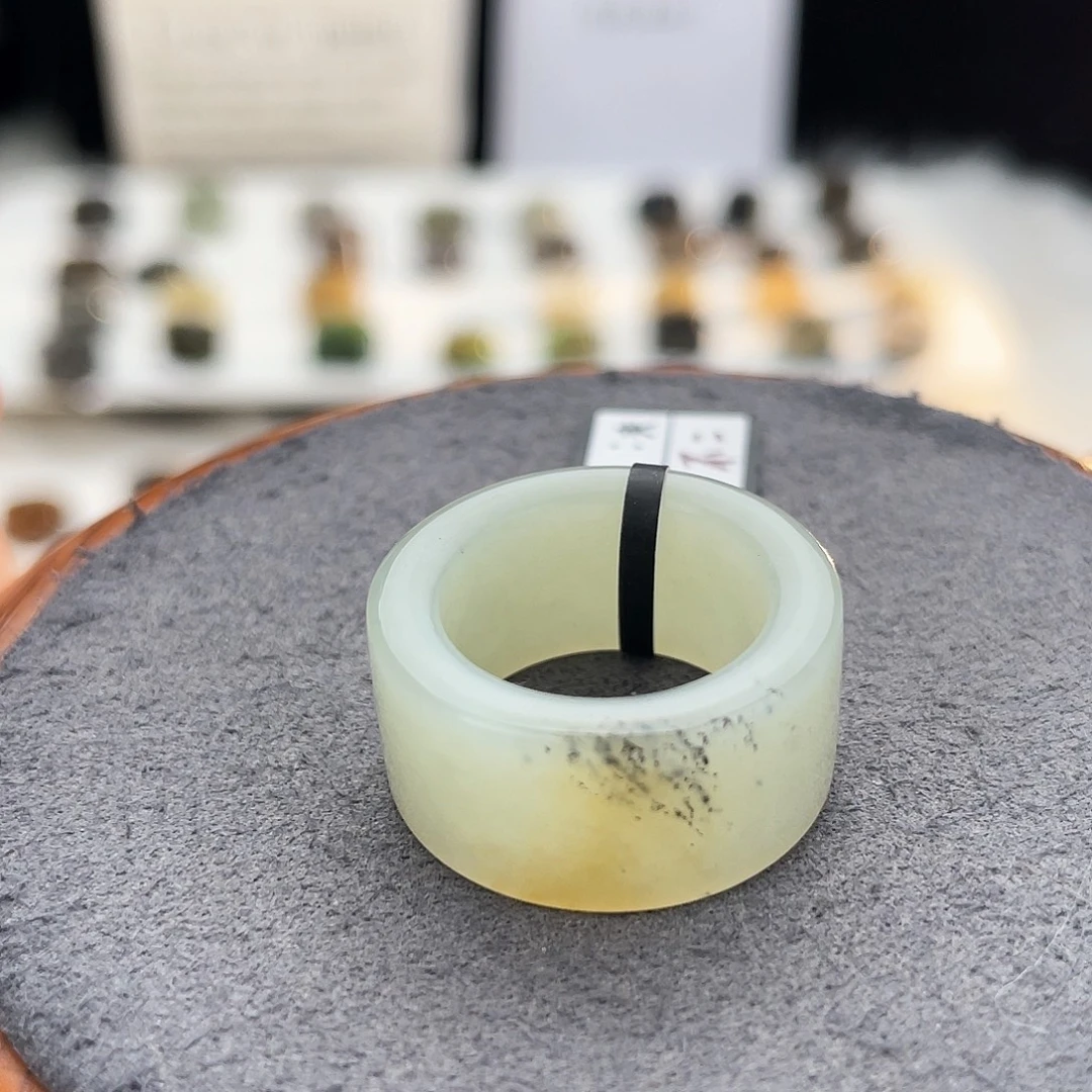 和田玉未镶嵌戒指c71 糖青花直切16.9