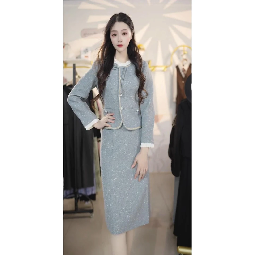 A026#高级时尚气质高端两件套2025秋季新款修身修身洋气套装女