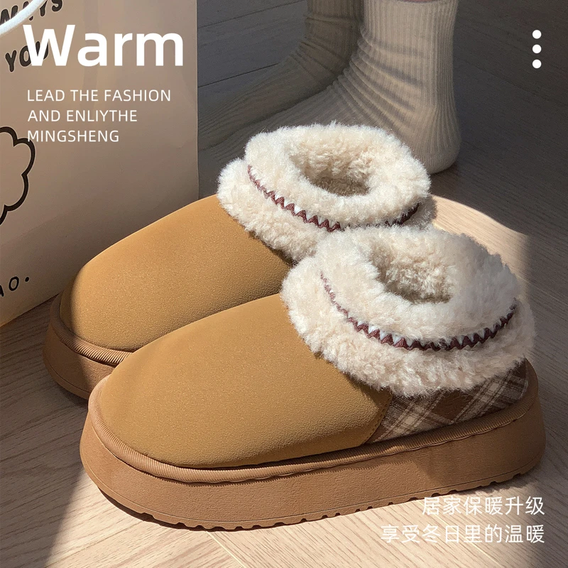 2025秋冬全新民族风爆款外穿雪地鞋女款时尚踩屎感厚底防滑保暖