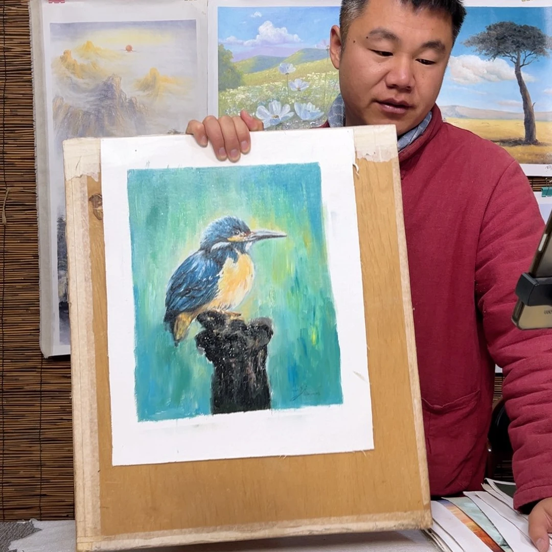 油画行路人小院绘画作品竞拍