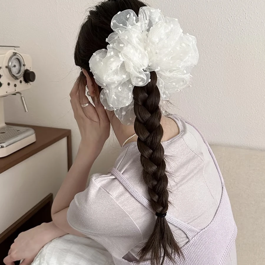泡泡网纱立体点点蓬松透视扎发大肠圈质感多层次头花发圈发饰新款