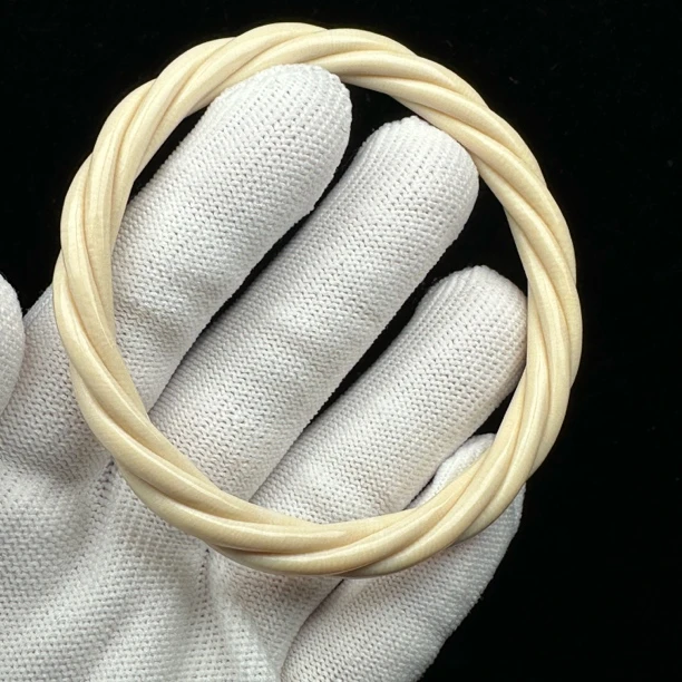 U51-46天然猛犸牙 麻花手镯 60+mm一物一图支持鉴定