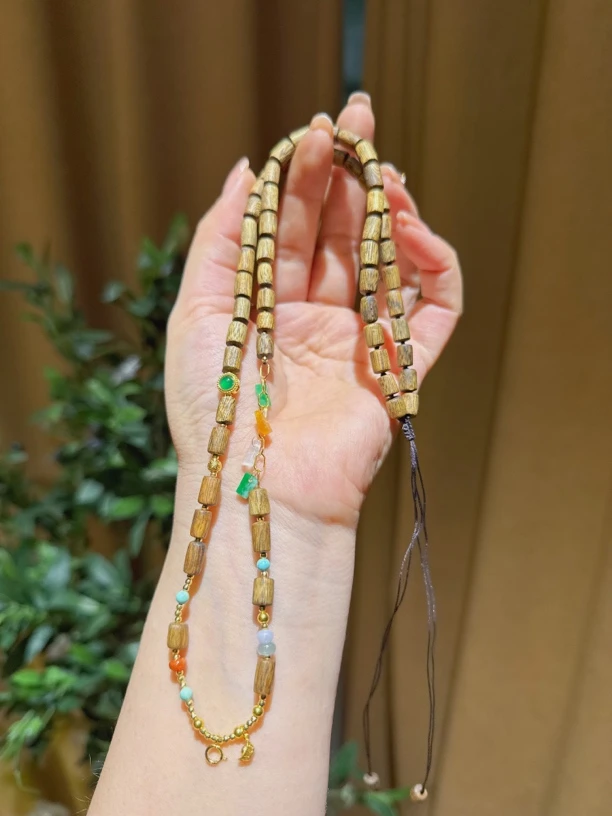 天然奇楠沉香万能百搭项链 万能链 18K金