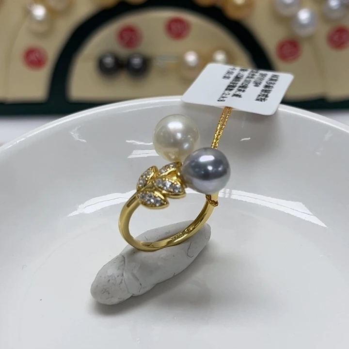 银S925镶嵌海水珍珠戒指AK 真多麻 8-9mm 108号