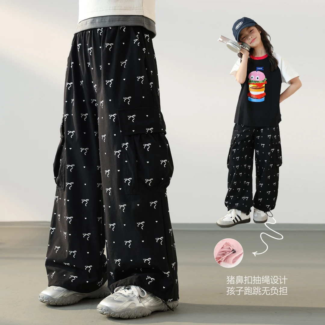 NORNOR&LUSON【萌趣工装裤】2025女童夏季新款抽绳休闲裤 NN530028