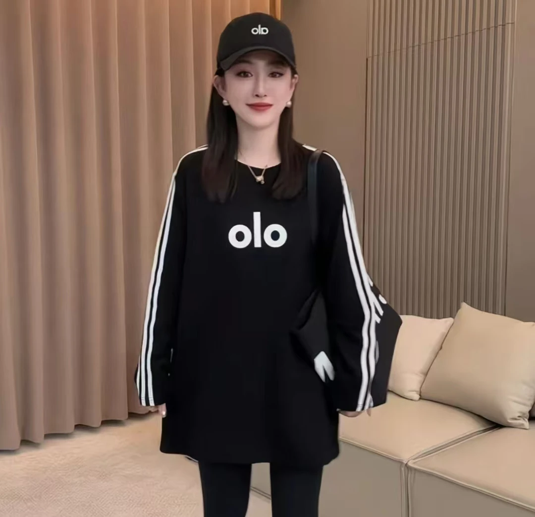 潮牌2025秋季新款洋气减龄接头风休闲字母卫衣宽松时尚中长款上衣