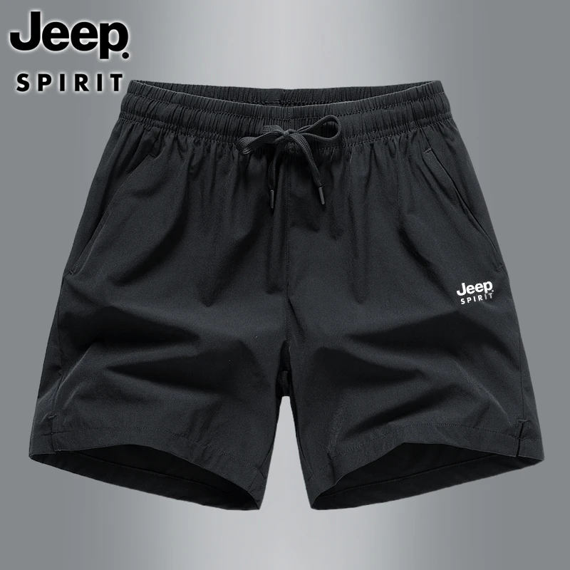 JEEP SPIRIT 吉普休闲 男士夏季透气冰丝休闲弹力三分裤运动短裤