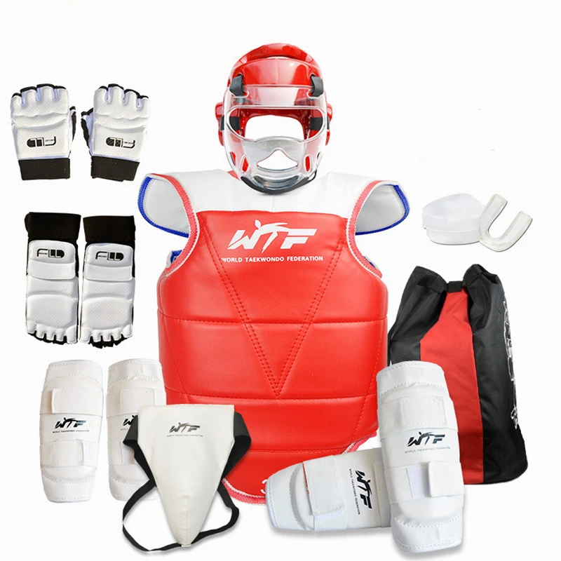 跆拳道护具套装散打搏击训练专业护具带面罩八件套源头工厂