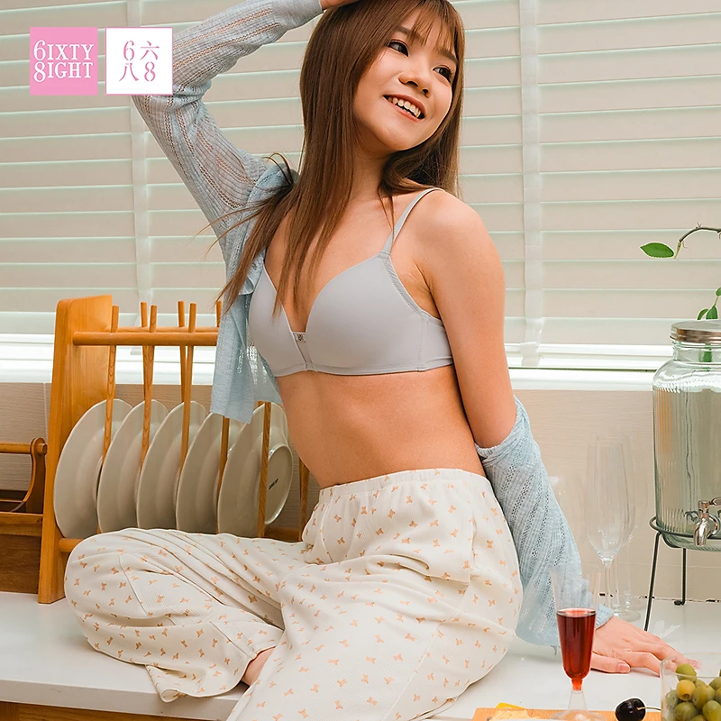 68睡衣女秋简约棉质透气舒适家居长裤睡裤可外穿
