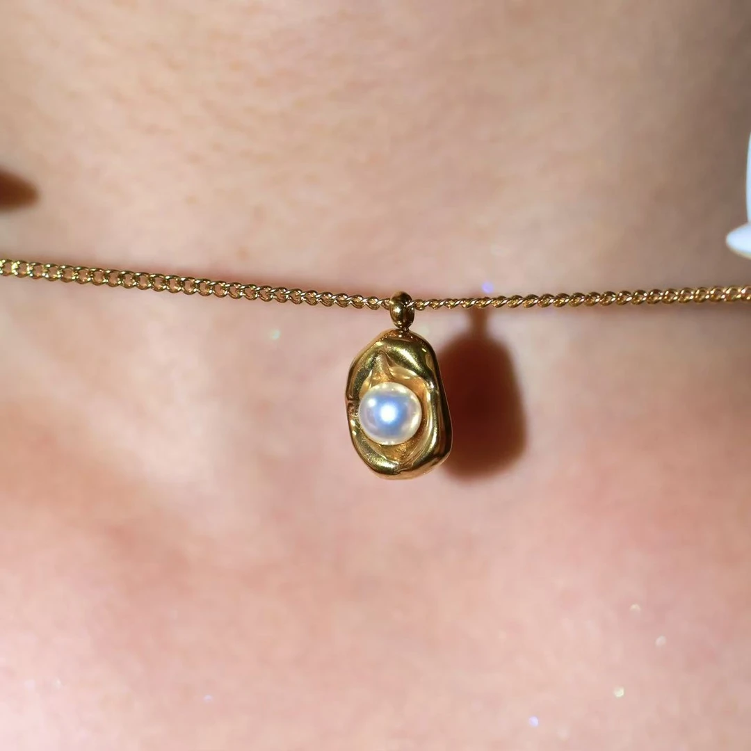 钛钢项链 THEA~Pearl Rock珍珠石项链 精致简约款