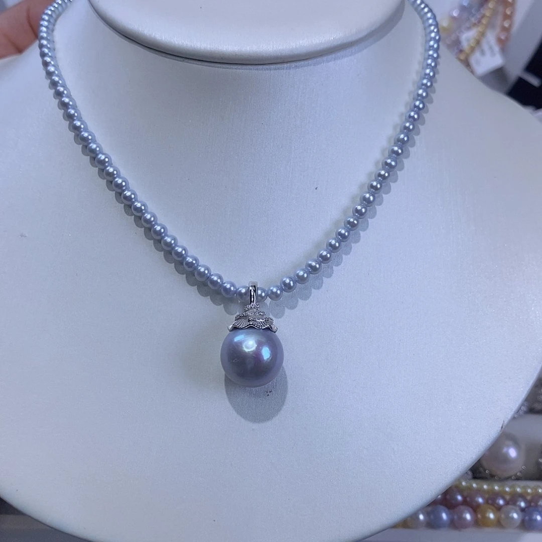淡水珍珠银S925镶嵌颈饰o****平