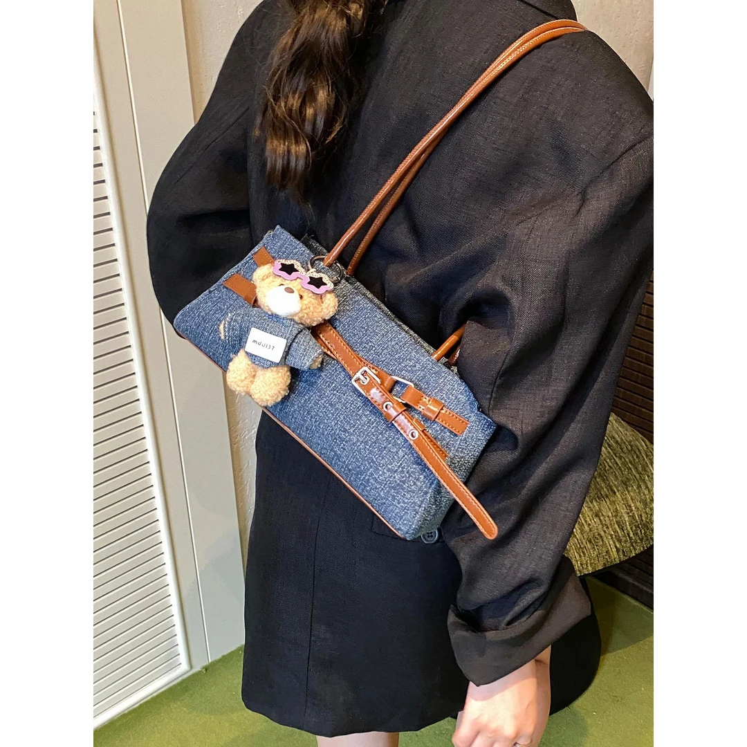 韩版气质腋下包包2025新款女式简约卡通牛仔精致休闲高级感单肩包